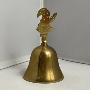 Vintage Brass Hand Bell Jester‎ Figurine Accent Tabletop Decor Collectible